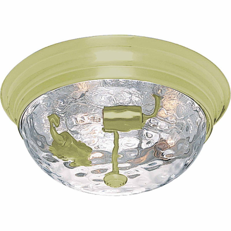 Plafonnier encastré rond simple en laiton poli l 3 po avec abat-jour en verre d'eau Greth