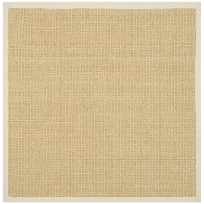 Nazli Natural Fiber Sisal With Latex Solid Color Rug, Square 8'