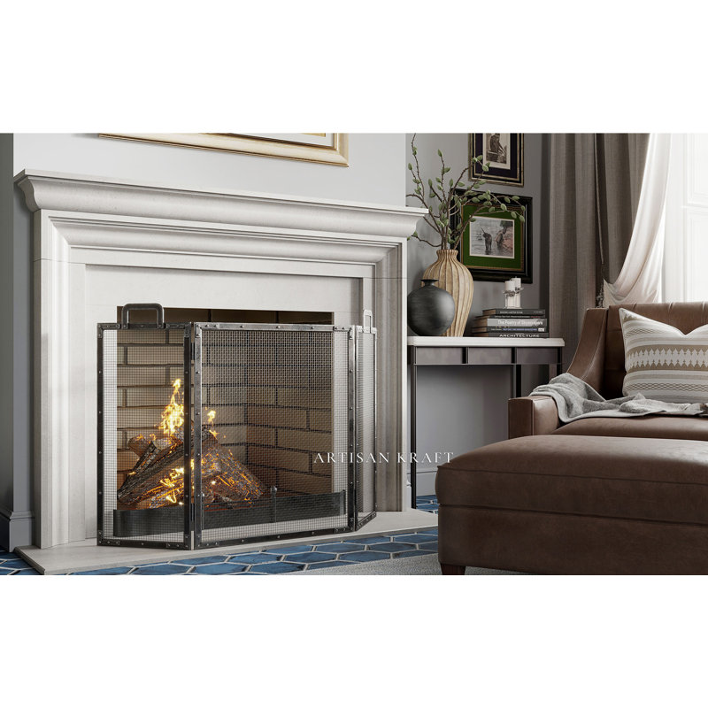 Austin Cast Stone Fireplace Surround with Standard Hearth, 7" D x 51.75" H x 67" W, Beige