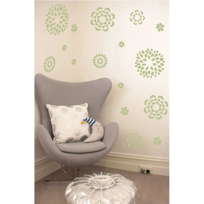 Adhésif décoratif motif floral, H 19 po x l 24 po x P 0,01 po, Céladon