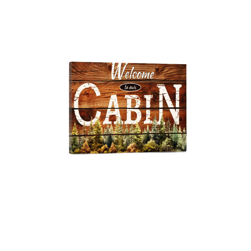 Welcome To Our Cabin, art mural encadré en bois à l'arrière, 24 po x 36 po