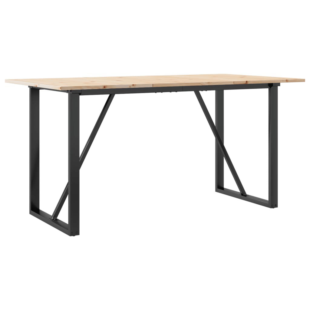 Vidaxl Dining Table Kitchen Dinner Table O-Frame Solid Wood Pine And Steel - Image 3