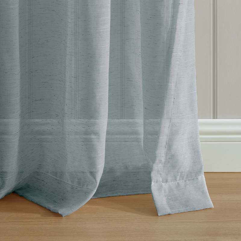Panneau de rideau transparent en lin Devasya, Bleu, L 52 po x L 84 po