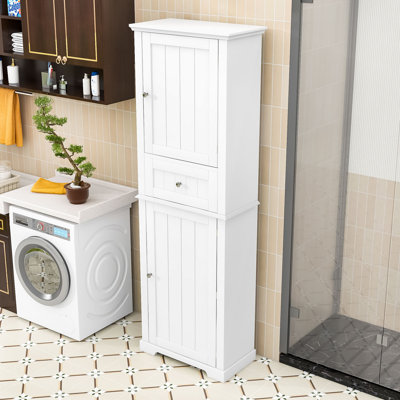 Luxurious Wood Bathroom Storage Cabinet with Adjustable Shelves