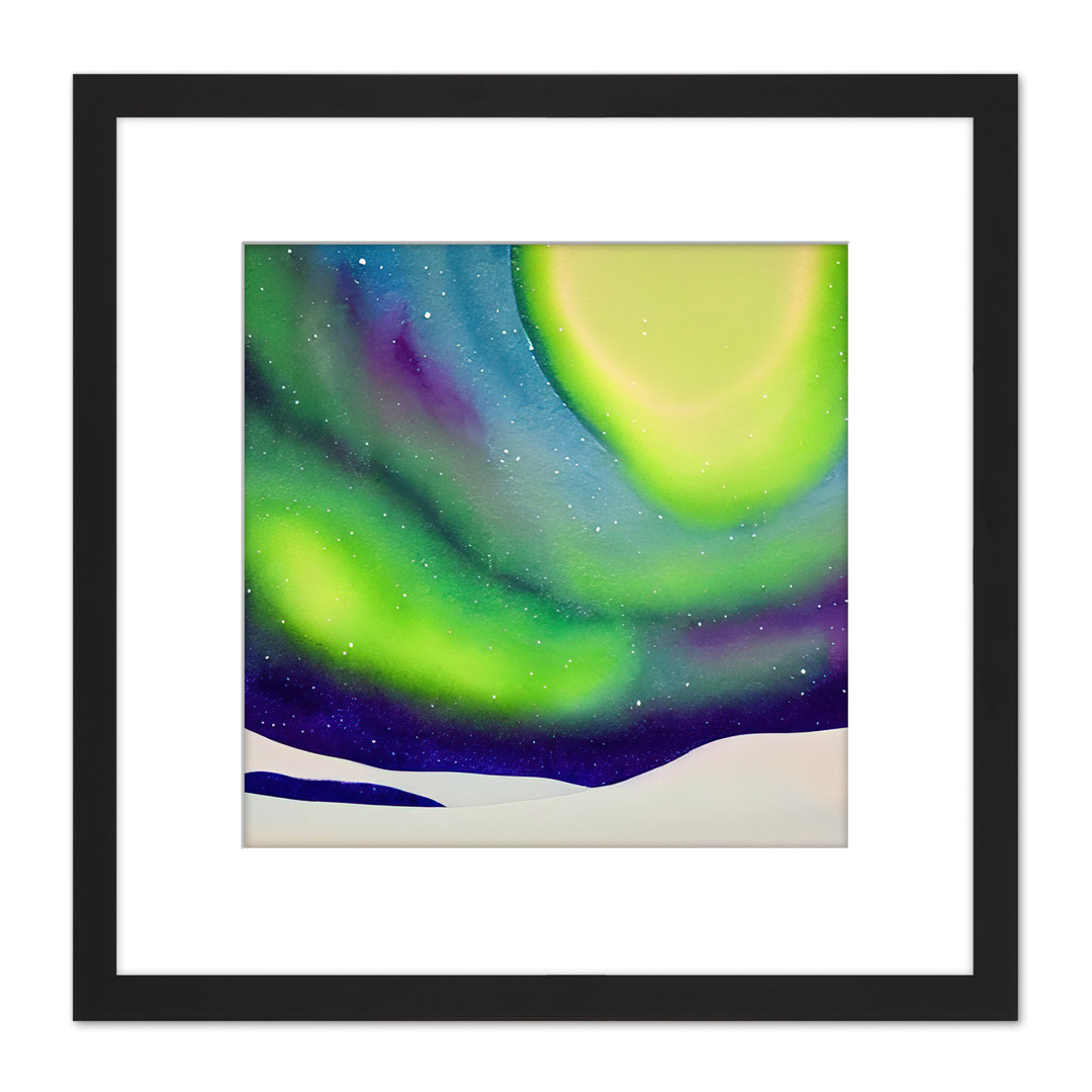 Northern Lights Green Aurora Landscape - Single Picture Frame Print