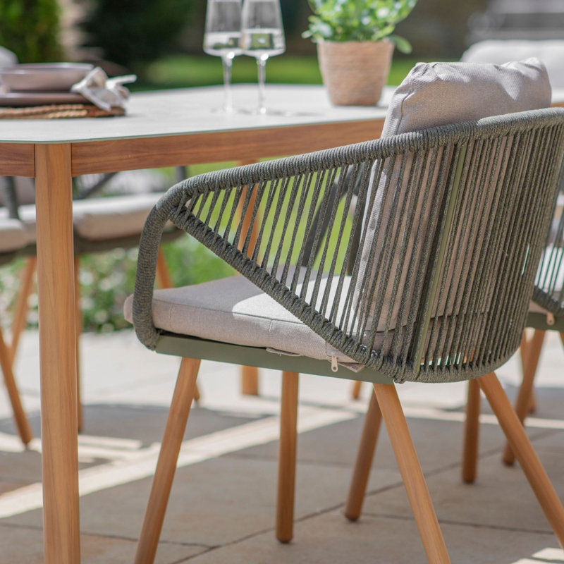 8 - Person Patio Dining Set Umbrella Hole Included Rectangular Table with Cushions Included