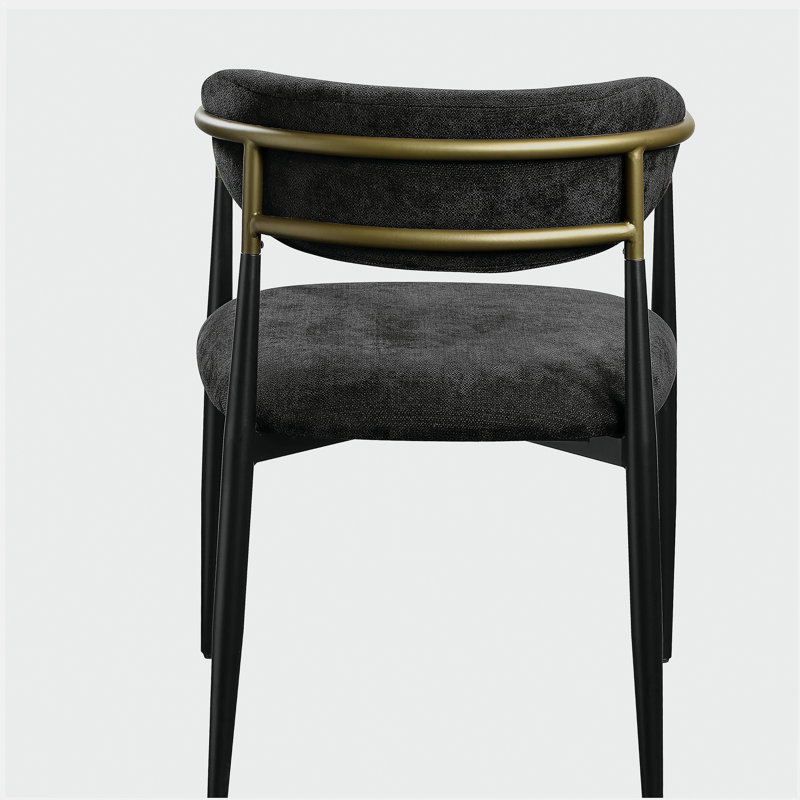 Chaise Jaramillo en velours noir avec bord laqué noir (ensemble de 2 pièces), Noir