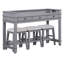 Ensemble de table de salle à manger Trexm 4 pièces avec 3 tabourets rembourrés et table multifonctionnelle avec 3 tiroirs, gris