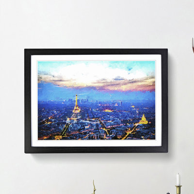 Paris Eiffel Tower Skyline at Dusk - Picture Frame Painting Print