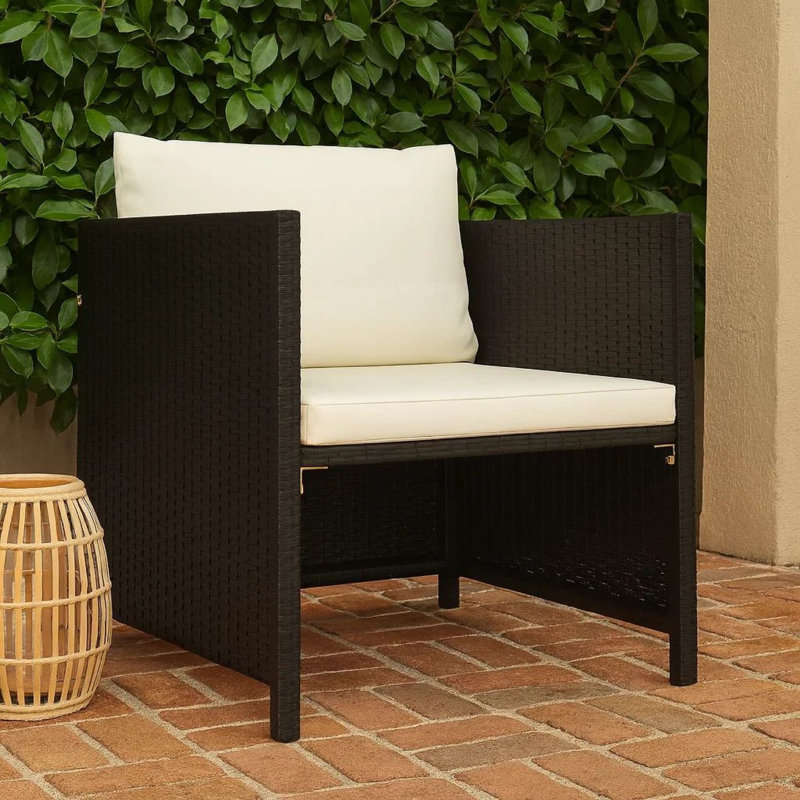 Chaise d'appoint d'extérieur, texture lisse, conception à accoudoirs, rotin de polyester gris
