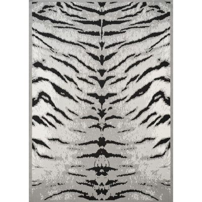 7 pi 10 po X 3 po, tapis fabriqué à la machine, motif de peau de vache, profondeur 3D, gris et argent, style chalet de montagne rustique, entrées de maison et animal de compagnie tolérable, teinture, tapis rectangulaire en jute à poils