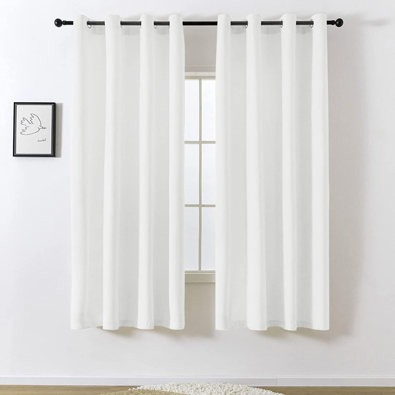 Velvet Noise Reducing Room Darking Grommet Curtain Panels for Home & Office, 52" W x 63" L, White