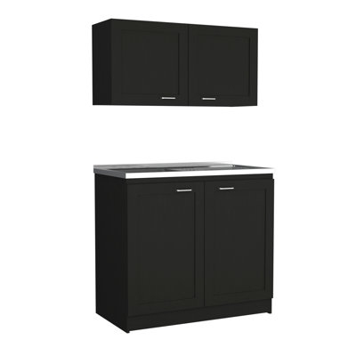 Zurich Cabinet Set, Two Shelves Black