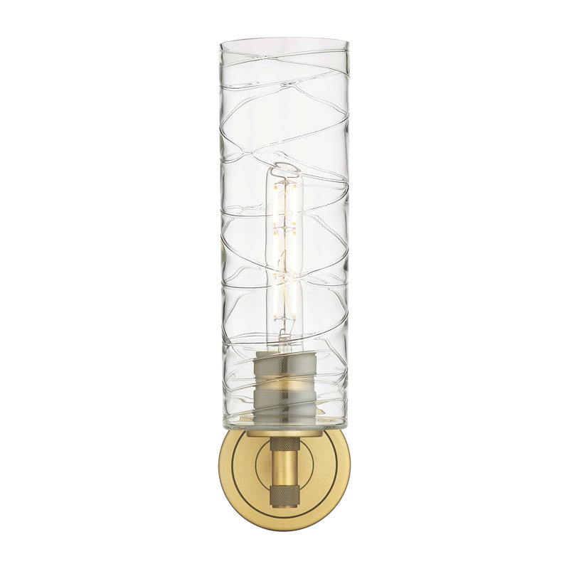 Applique murale 1 lumière Crown Point, Laiton brossé, H 15,5 po x l 3,88 po x P 6,5 po, Tourbillon déco