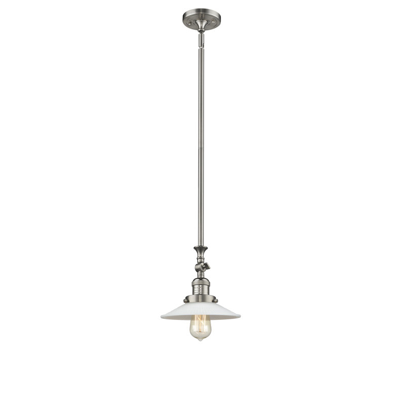 Luminaire suspendu conique à 1 lumière Miramontes, Matte White Halophane, Or satiné, Ampoule DEL 6 watts Vinage