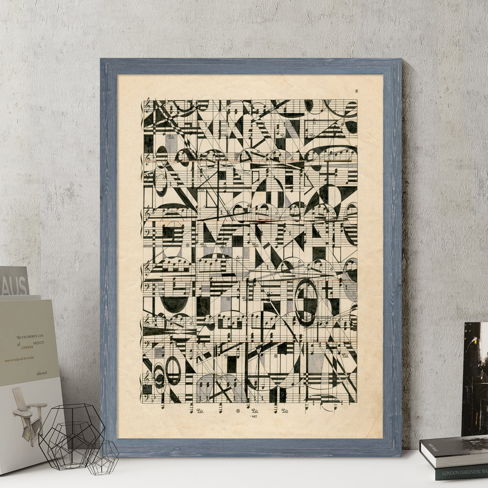 Graphic Notes Painting by Paul Cezanne, 38" H x 28" W x 1.25" D, Gray Framed Canvas