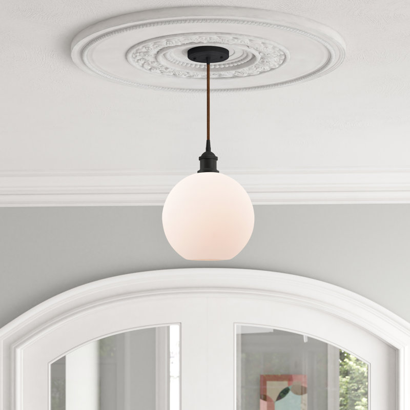 Baptista 1 - Light Single Pendant, No Bulb Included, Matte White, Polished Nickel