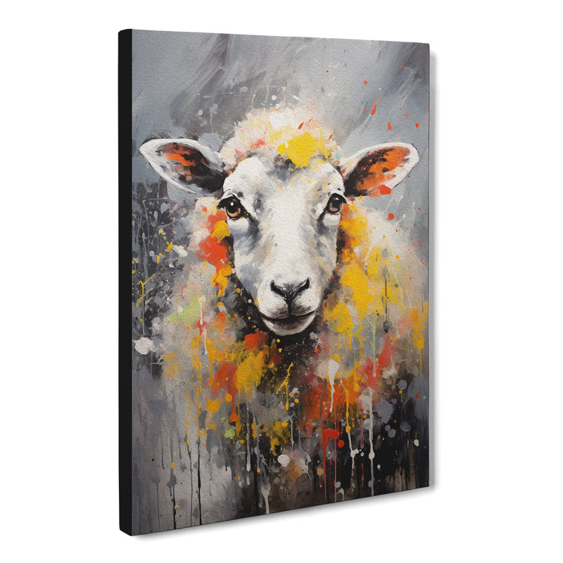 Sheep Gestural No.3 - Wrapped Canvas, 50cm H x 35cm W x 3cm D