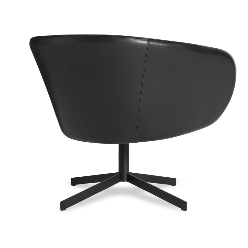Close Encounter Swivel Barrel Chair, Onyx Genuine Leather