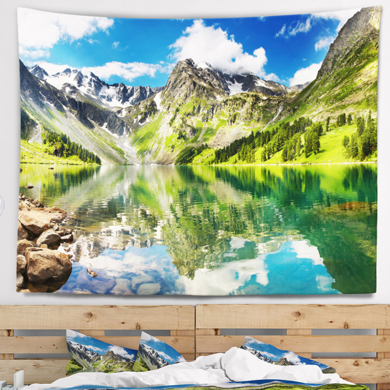 Paysage qui reflète la montagne lake tapestry, H 50 po x l 60 po