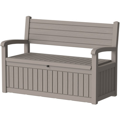 51.26"W Outdoor Storage Bench With Backrest,  Lockable All-weather Resin Deck Box(Gray)