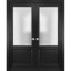 Portes doubles intérieures françaises robustes 72 x 80 pouces Lucia 22 Noir mat avec vitrage effet pluie, cadre en bois massif, portes de placard et de chambre à coucher robustes
