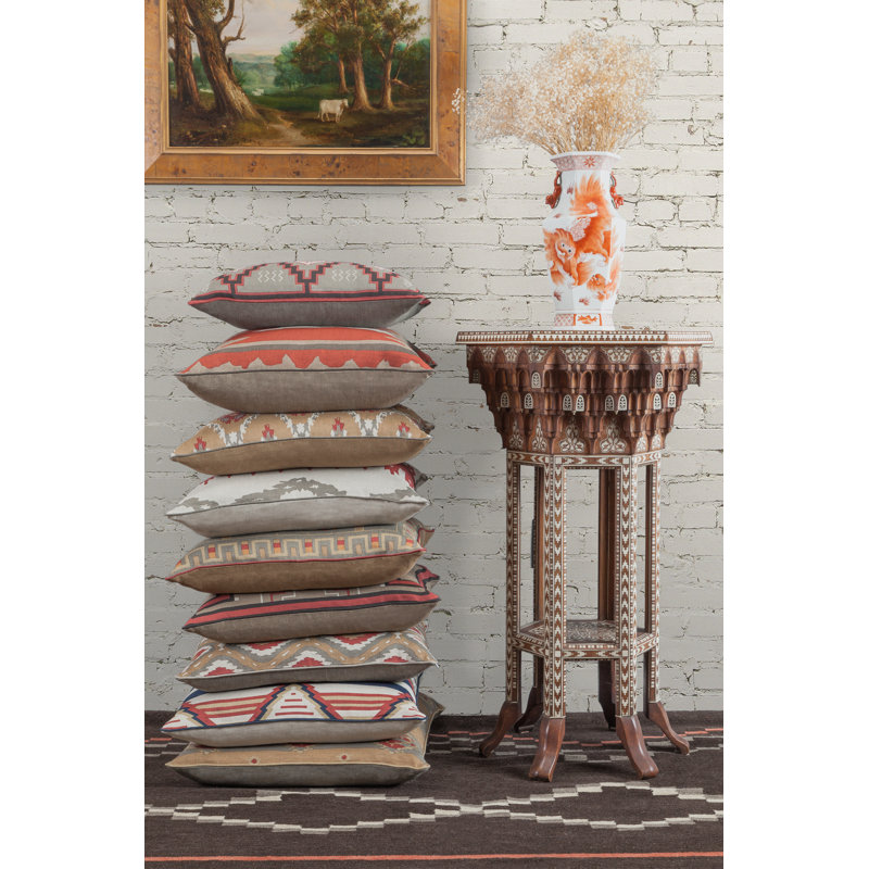 Mesa Linen Square Pillow Cover & Insert, Pumpkin/Gray Green