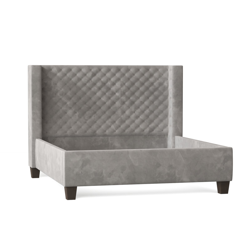 Bren Upholstered Wingback Bed, California King, Sachi Otter, Brown Mahogany