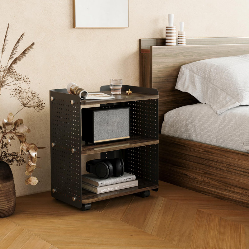53.5cm H x 44.3cm W Printer Stand, Black/Brown