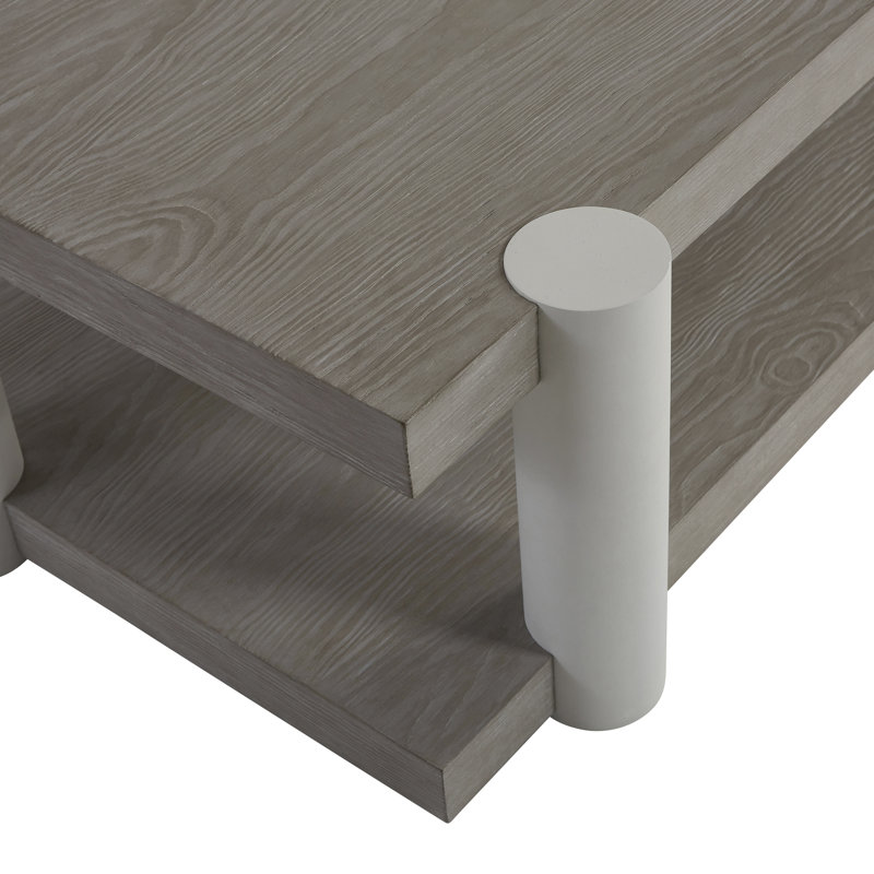 Contemporary Beige Pine Wood Geometric Coffee Table