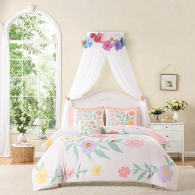 De literie pour lit double / grand lit, jardin floral rose en microfibre douce