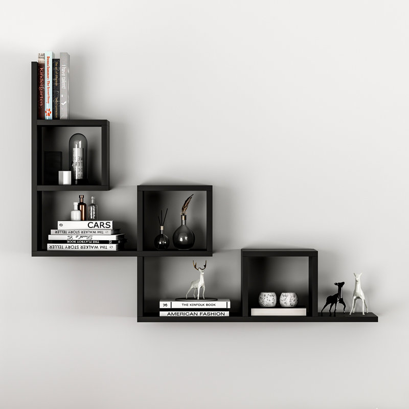 Caitlin Wood Accent Shelf, Black