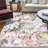 Jasmine Modern Flower Design Machine Washable Area Rug Pink/Yellow/Ivory Multi-82204410
