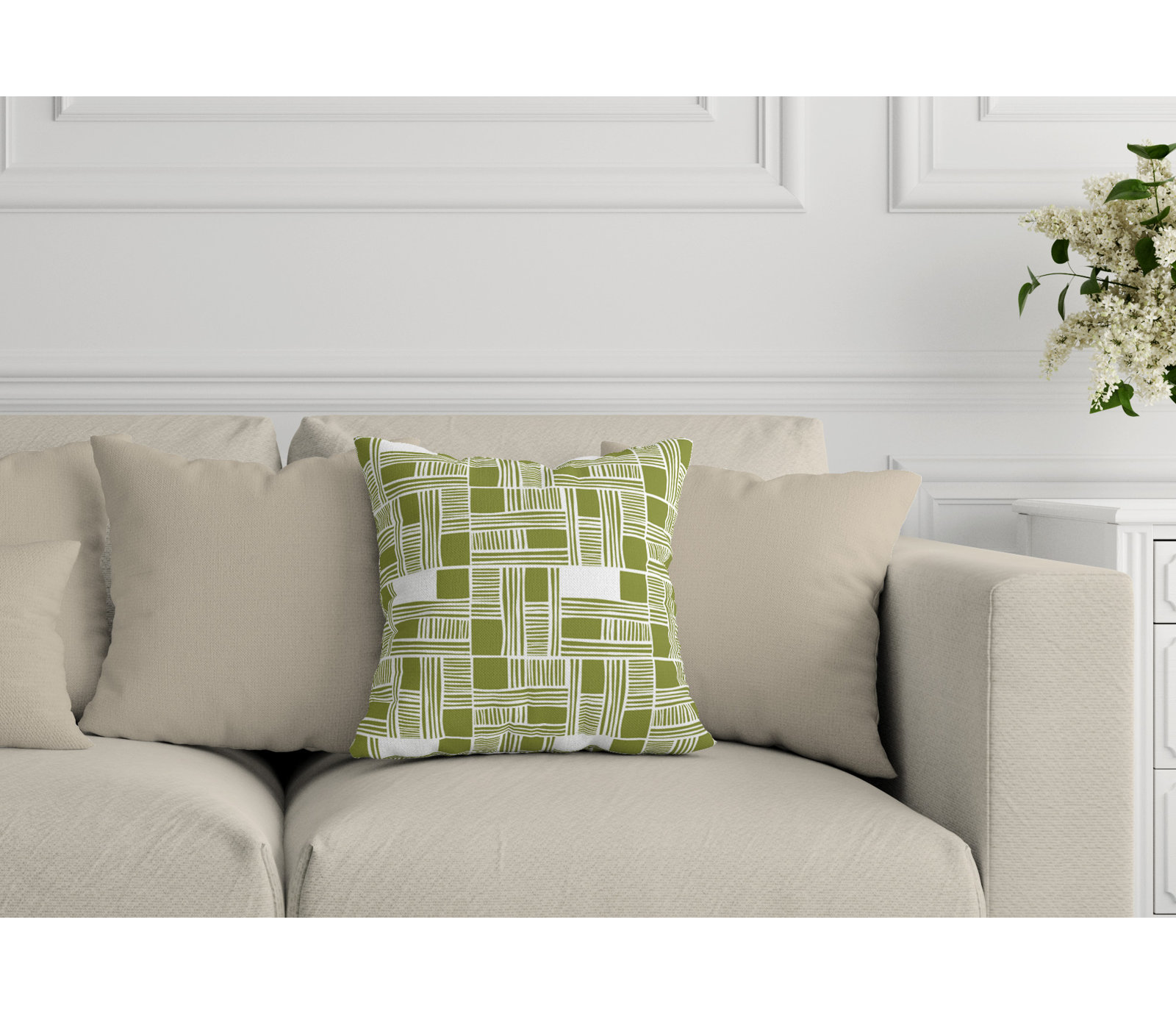 Kapri Indoor/Outdoor Throw Pillow, 19" x 19", Olive, Square