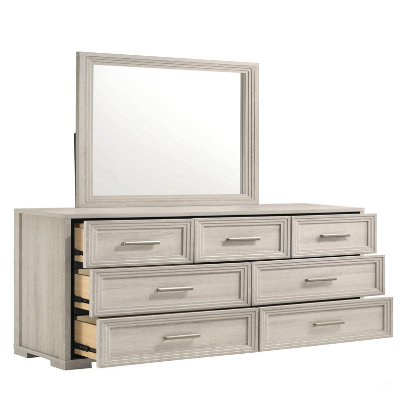Miroir carré Colorado de style moderne en bois rustique naturel (Comprend seulement un miroir - la commode n'est pas incluse)