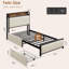 Lit simple TG Tech - 2 tiroirs + USB, lin beige-122632257