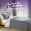 Back to Uni Grey Printed Stripe 10.5 Tog Duvet, 2 Medium Pillows-101089688