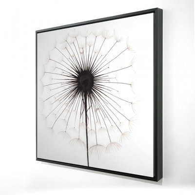 Dandelion Monochrome Framed Canvas | Floral Home Decor