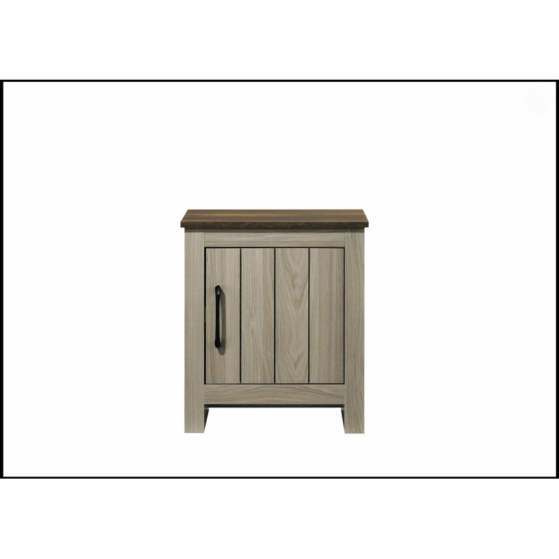 Table de bout en chêne gris de 16 po de large avec rangement spacieux Nyla pour la vie moderne et les chambres à coucher