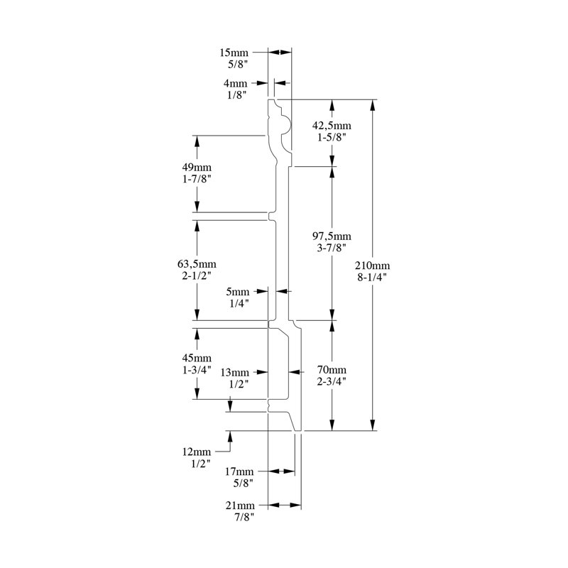 7/8 in D x 8-1/4 in W x 78-3/4 in L Primed White High Impact Polystyrene Baseboard Moulding