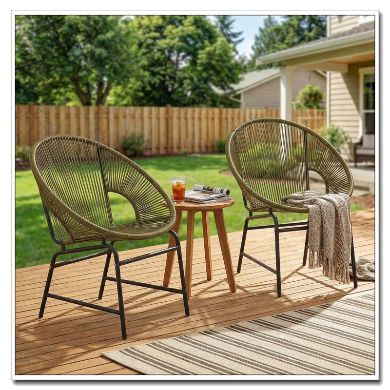 Ensemble de chaises de patio en osier, Vert