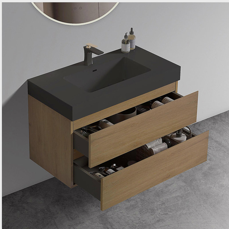 U092-Alice36W-106 Meuble-lavabo en chêne naturel 36 po avec lavabo Alice