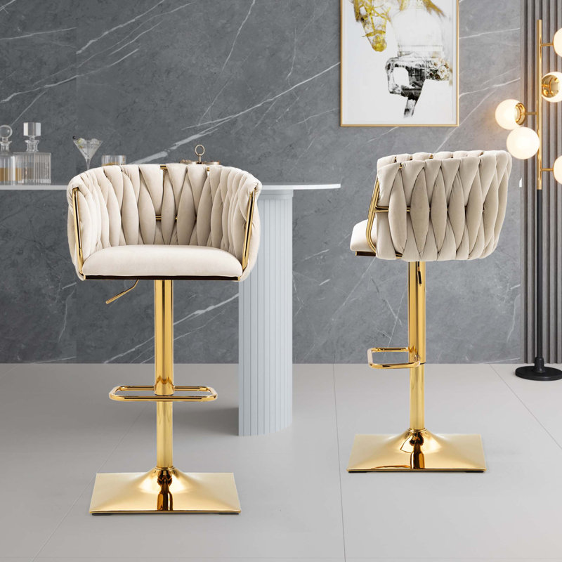 Tabourets de bar rétro avec dossier et chaises à hauteur de comptoir 2 pièces / ensemble, Ivoire ivoire