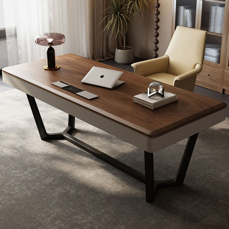 Bureau d'écriture avec tiroirs en noyer manufacturé, 29.53"H*62.99"W*27.56"D