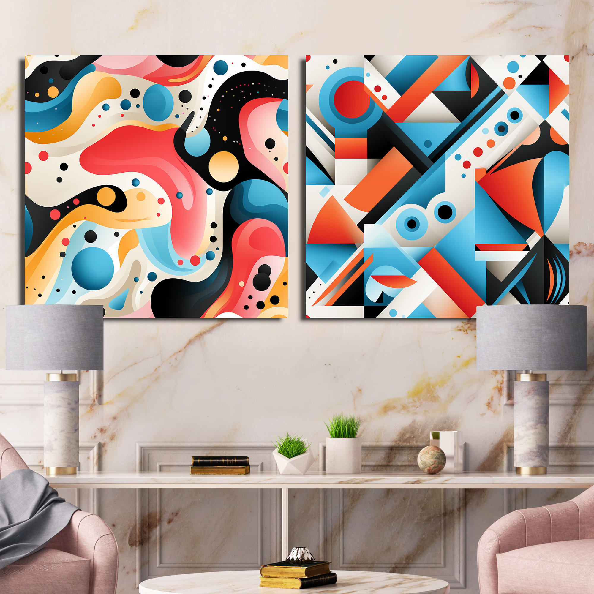 Wrought Studio™ Pink And Blue Popart Trendy Patterns III - Abstract ...