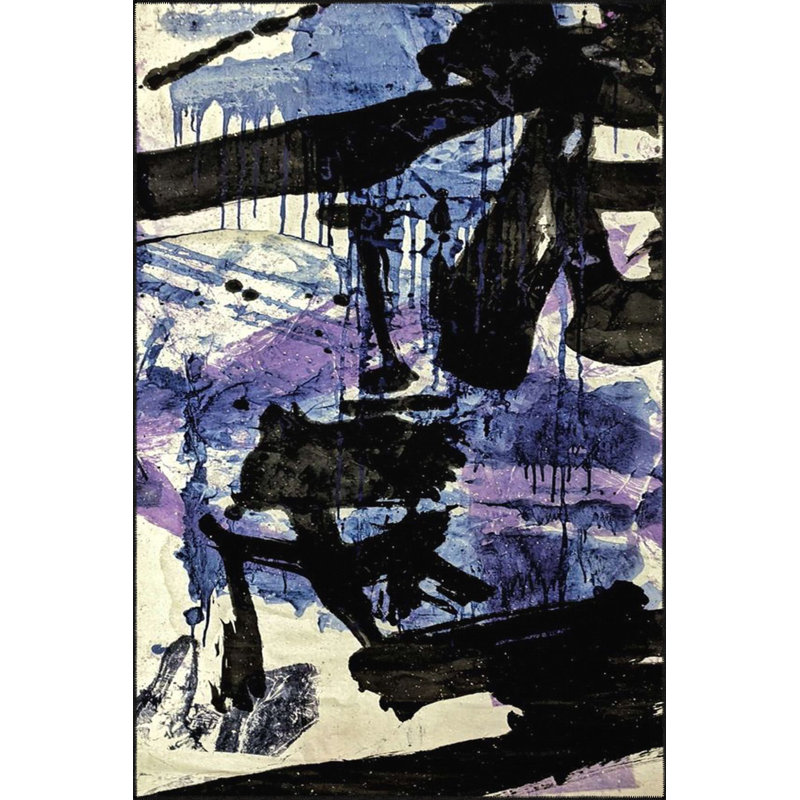 Tapis décoratif moderne à motif mauve lavable, Sous-tapis rectangulaire 2 pi 4 po x 3 pi 11 po