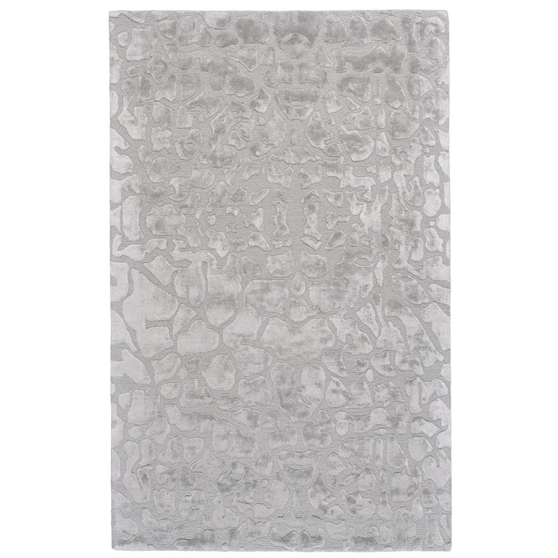 Nolda Luxury & Glam Abstract Grey/Silver Area Rug, Rectangle 9 pi 6 po x 13 pi 6 po