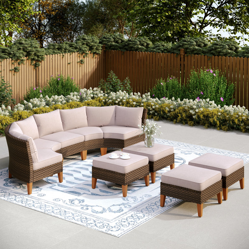 Ensemble de conversation modulaire avec coussins Argyri, Beige