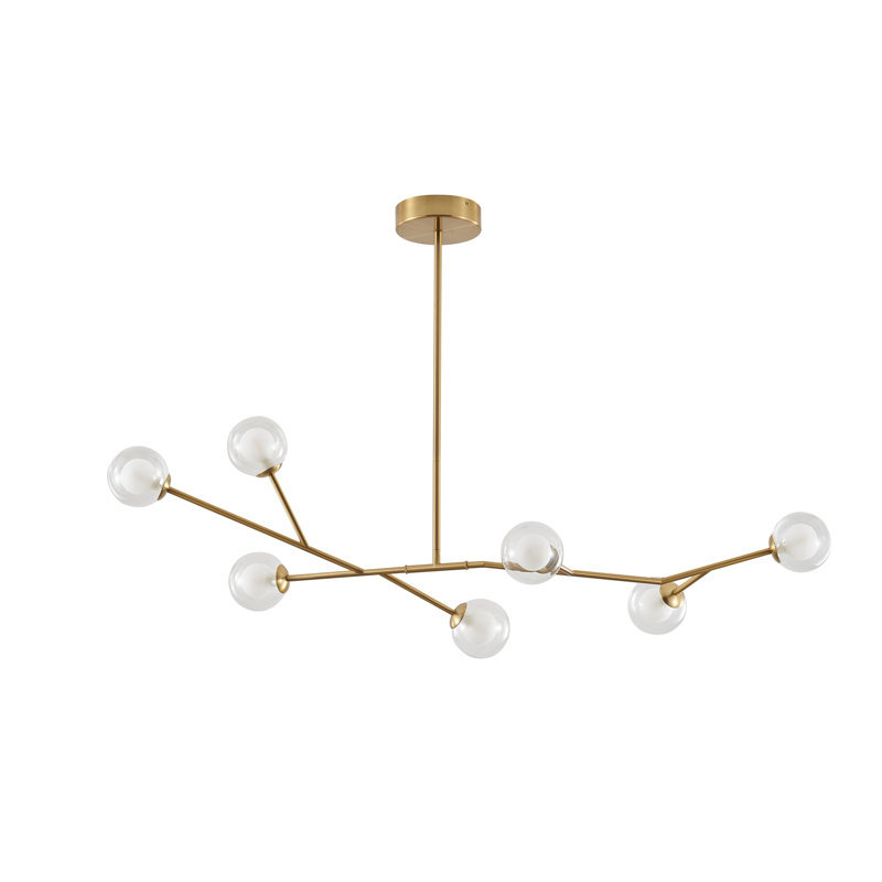 Lustre linéaire transitionnel doré 7 lumières