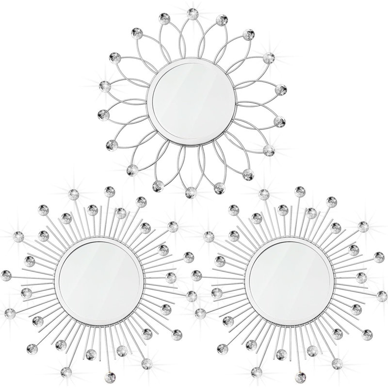 Ensemble de 3 miroirs muraux fleur et soleil